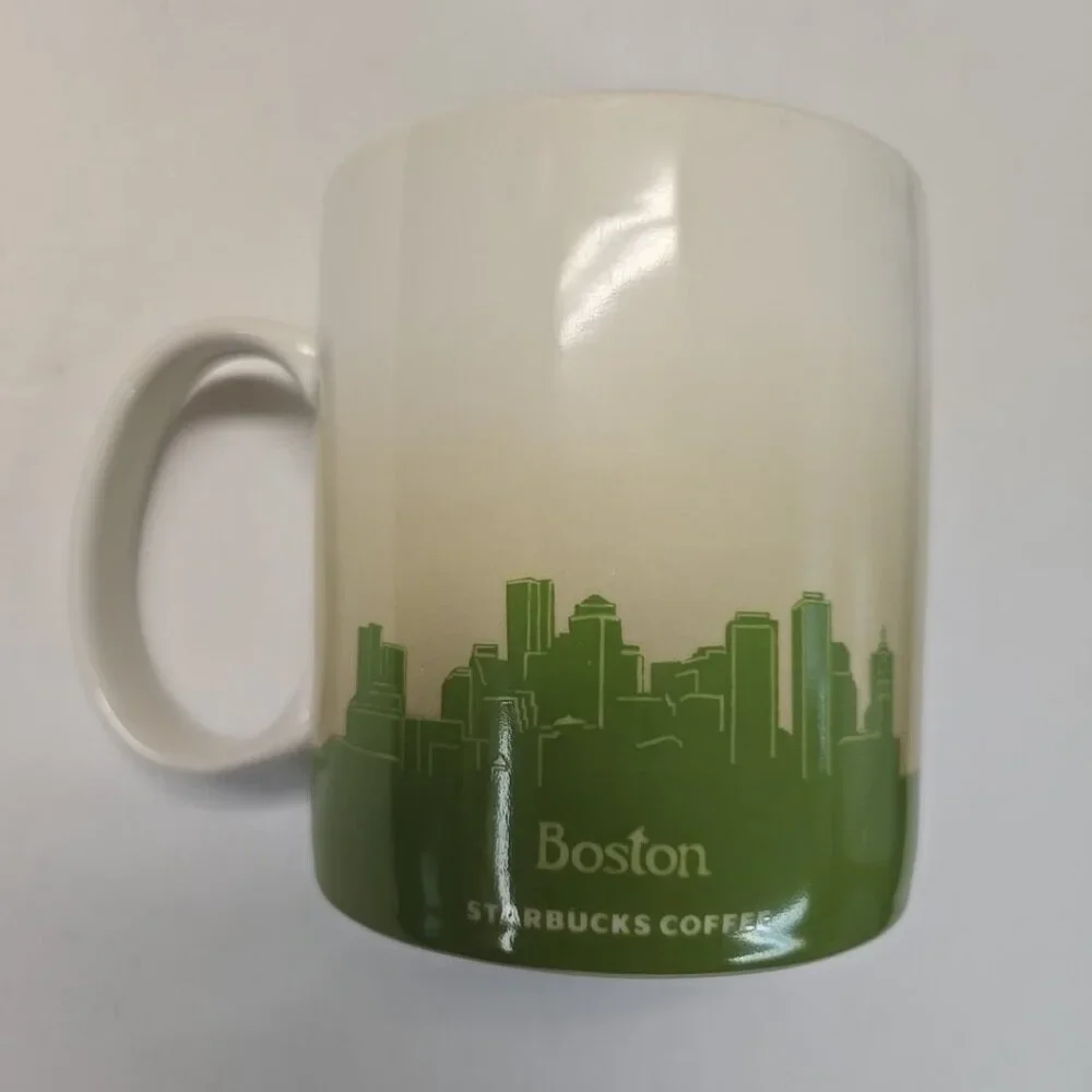 Starbucks Coffee Collector Series Boston Global Icon 16 Oz Mug Cup 2009 Green